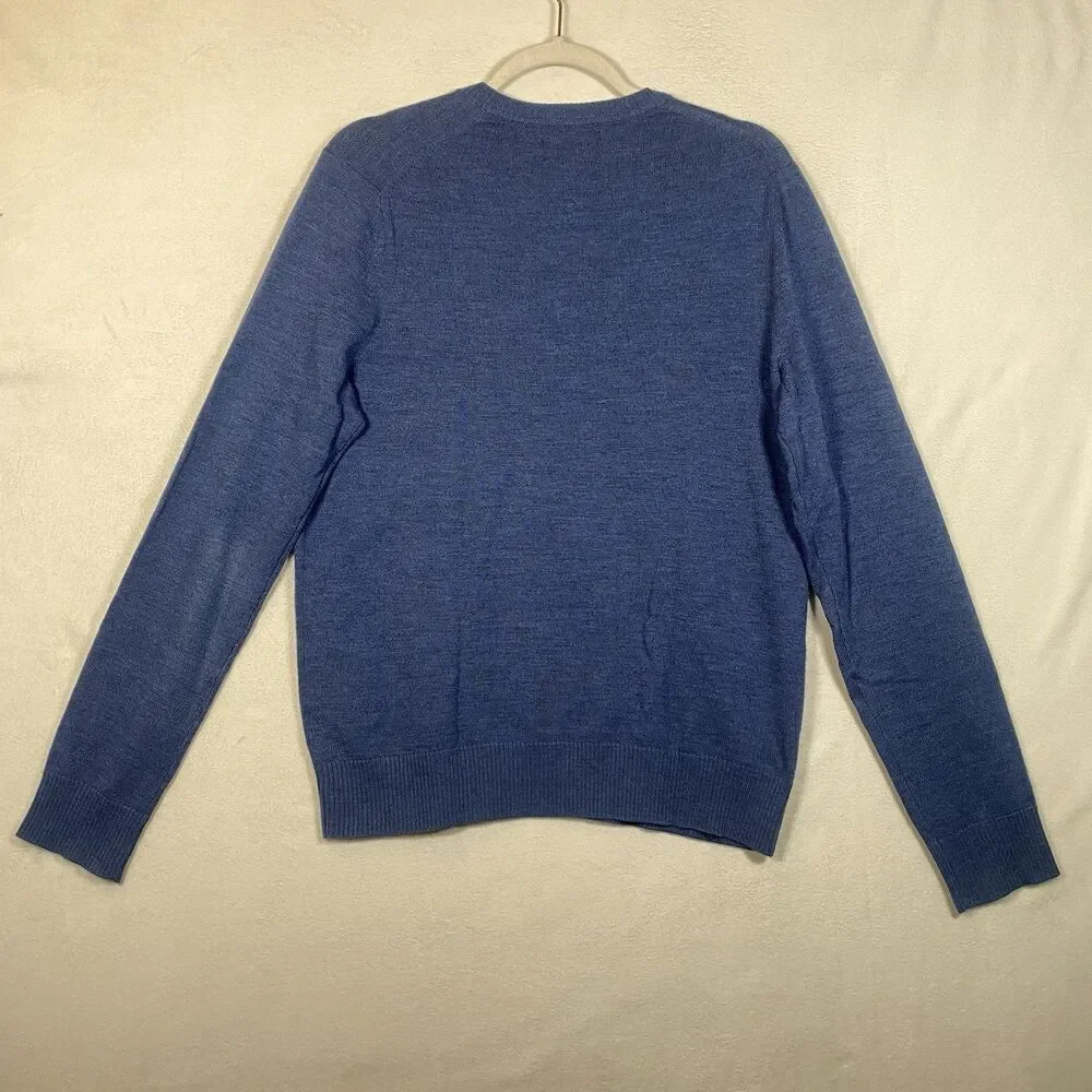 Banana Republic Men’s Extra Fine Merino Wool V-Neck Sweater Blue 100% Merino